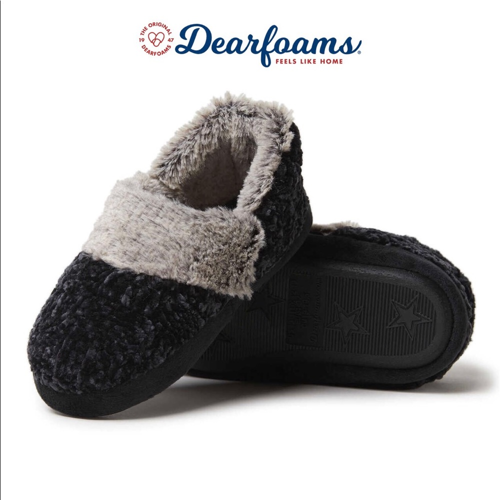 DEAR FOAMS Memory Foam Child’s Chenille Bootie Slippers